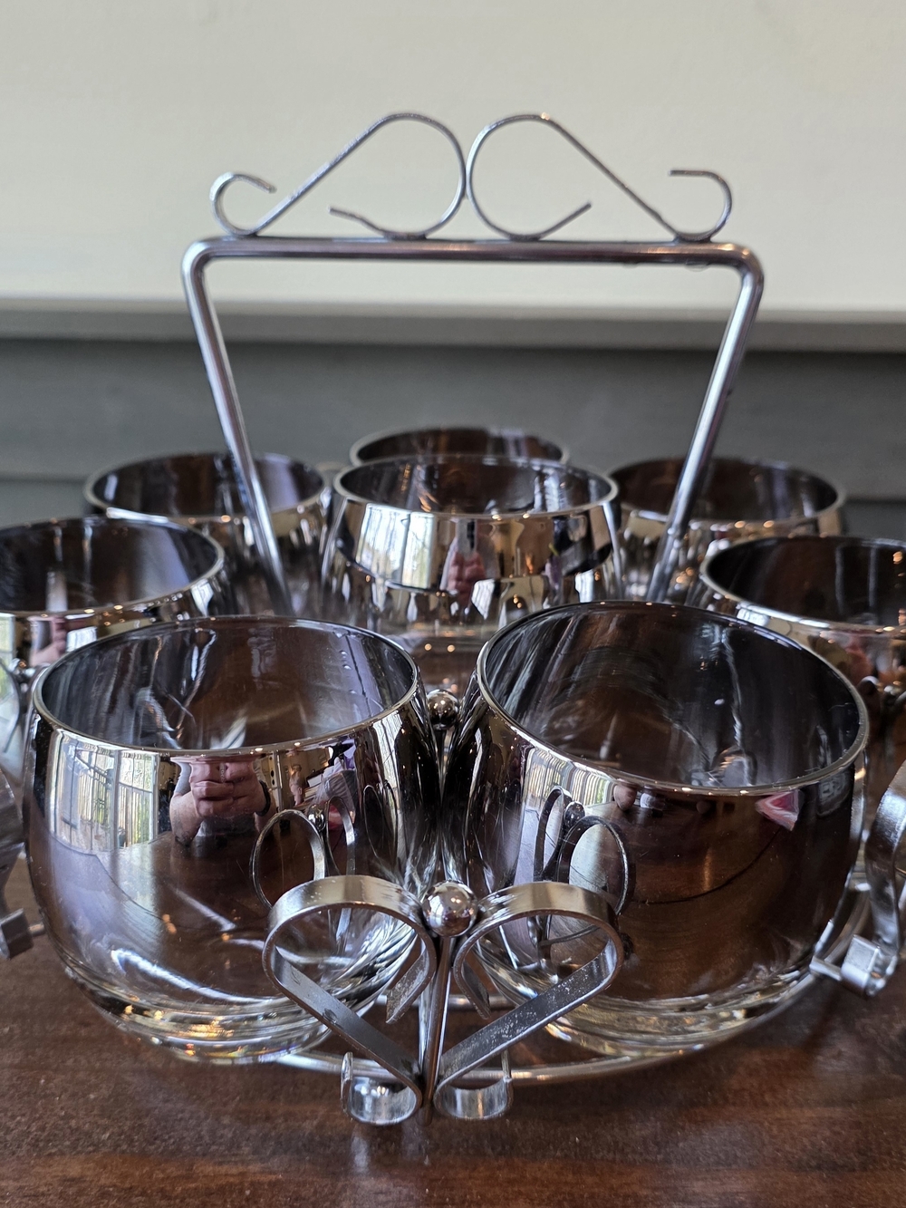 MCM Dorothy Thorpe Style Rolly Polly Silver Fade Glasses in Chrome Heart Carrier